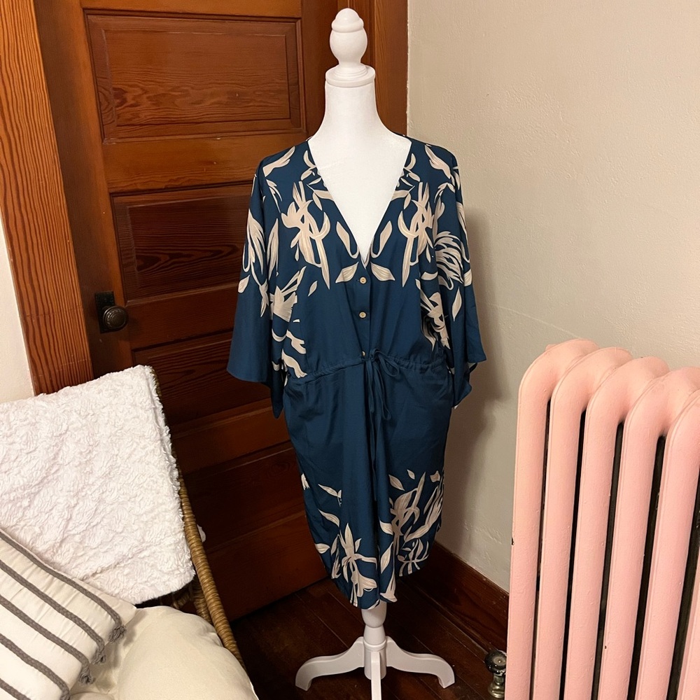 Cupshe Blue Floral Swim Coverup